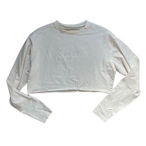 NWOT Alphalete Womens White Lifestyle Fit Cropped Long Sleeve Tee Sz XS